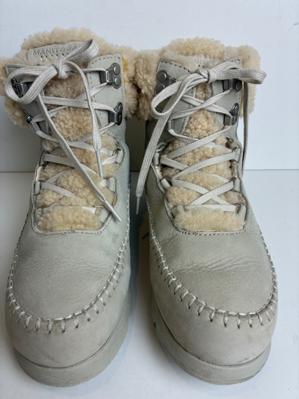 Manitobah Pacific Hiker Boots 9 Waterproof Grey Pumice Suede + Shearling Winter - Picture 8 of 16